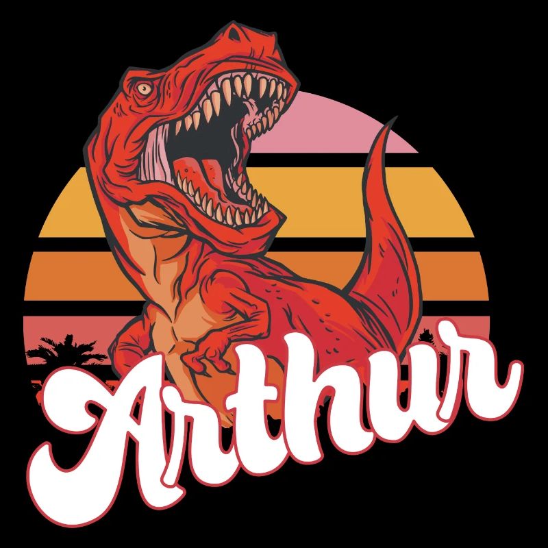ARTHUR - Beautiful boy name with T-REX Dino