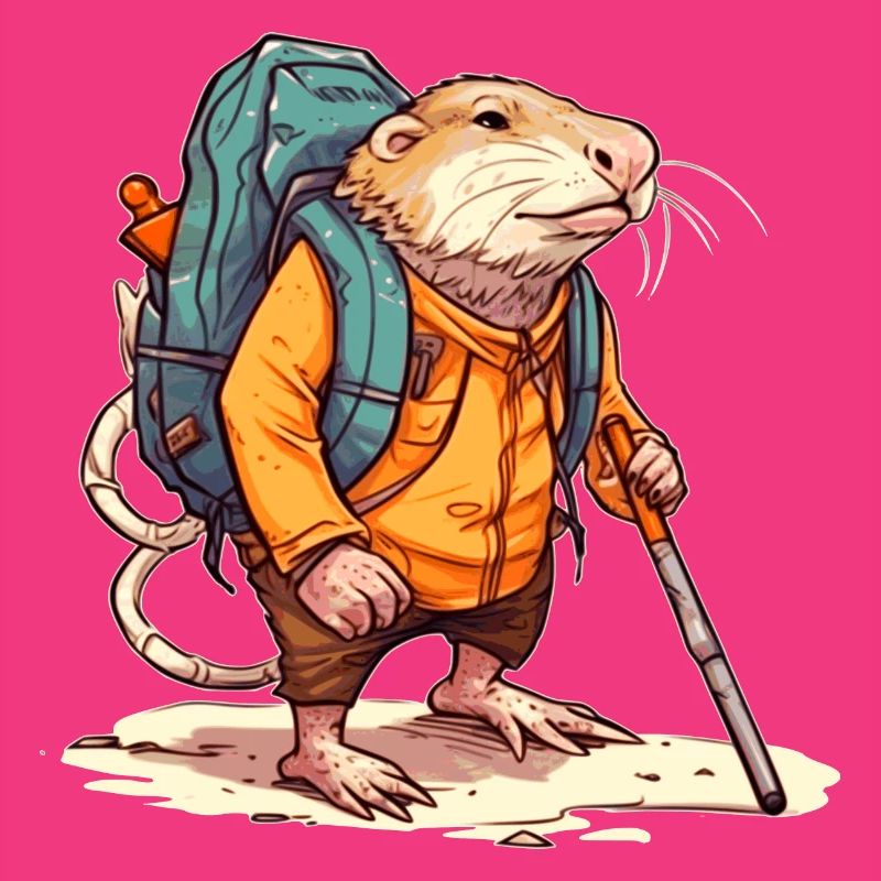 Mole rat equipped like a pro hiker