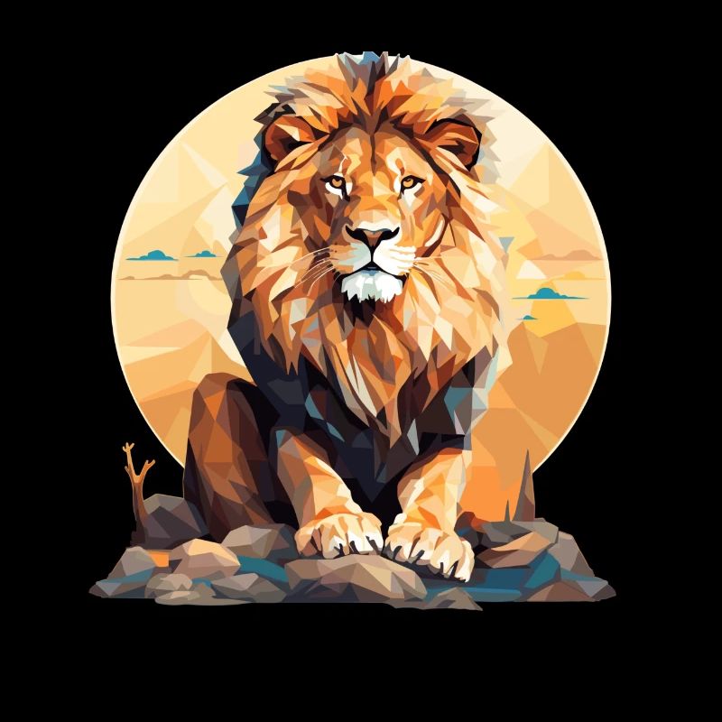 Lion polygonal dans la conception géométrique du désert