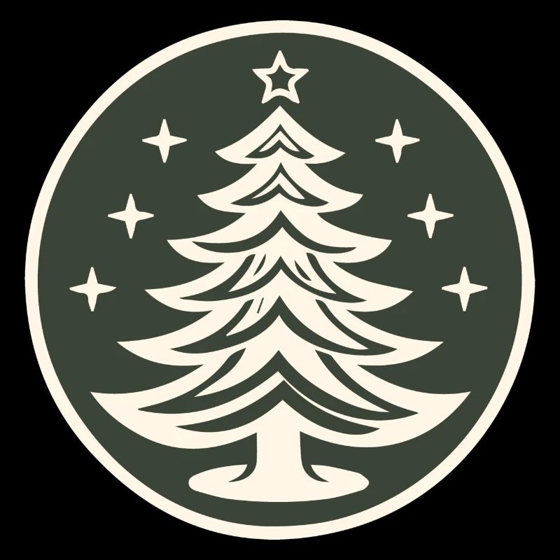 Christmas tree design green cream. Fir tree