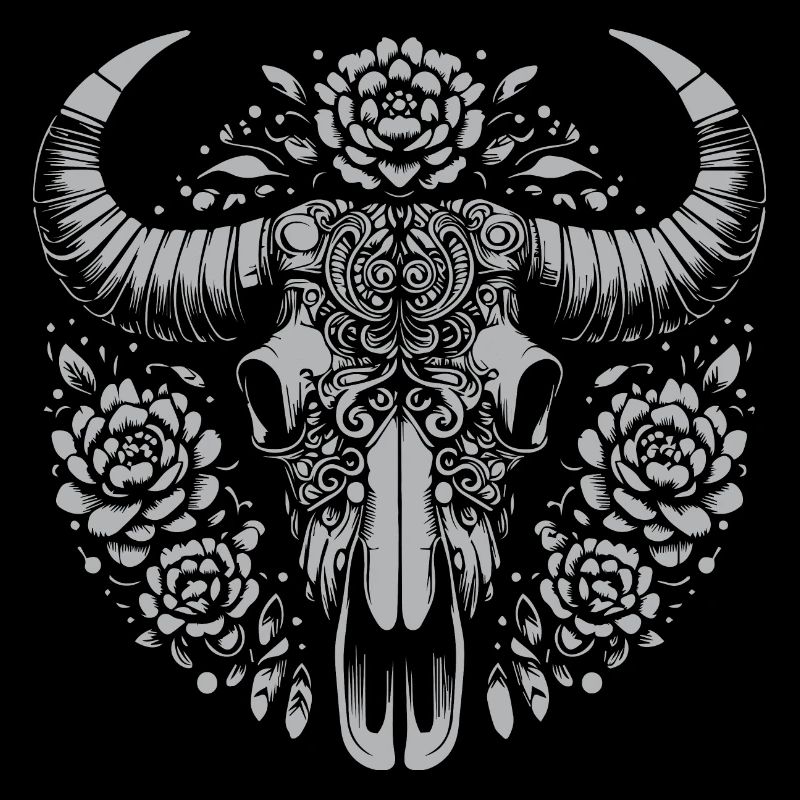 Ochsenschädel mit Blumen Design