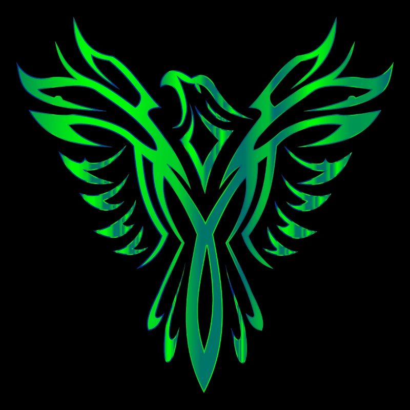 Bird phoenix wing emerald green