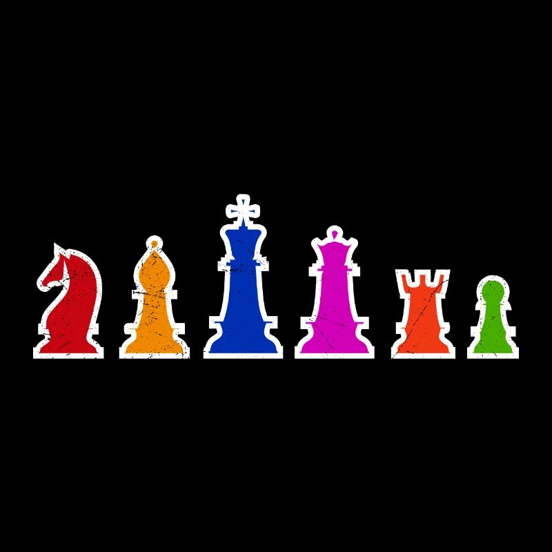 Pièces d'échecs Idée cadeau de joueurs d'échecs colorés