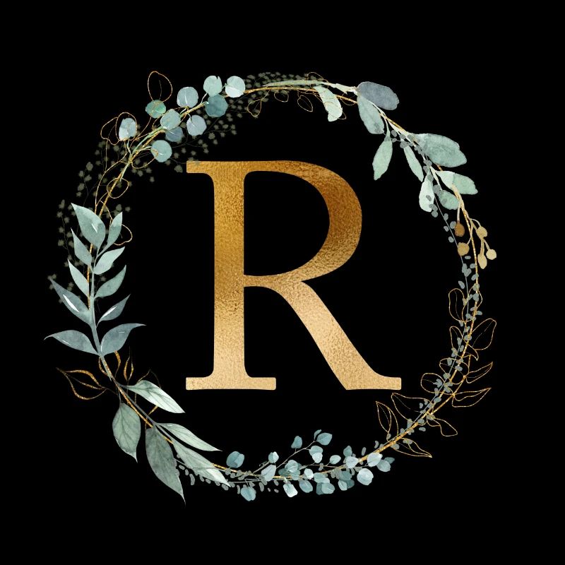 Customizable Monogram R Wreath Botany
