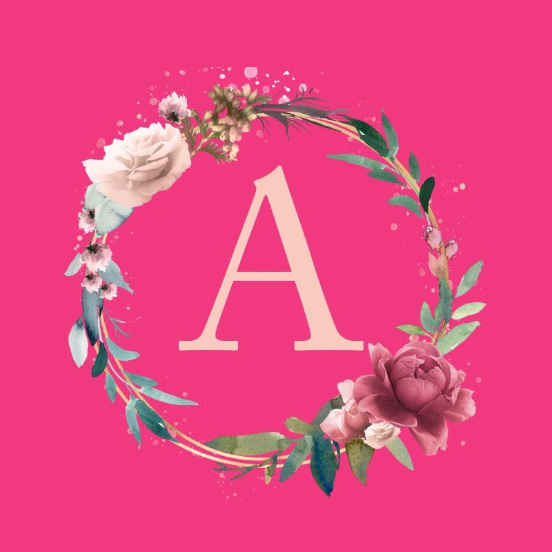 Personalisierbar Monogramm A Blumen Kreis Boho
