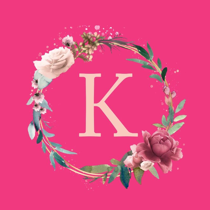 Personalisierbar Monogramm K Blumen Kreis Boho