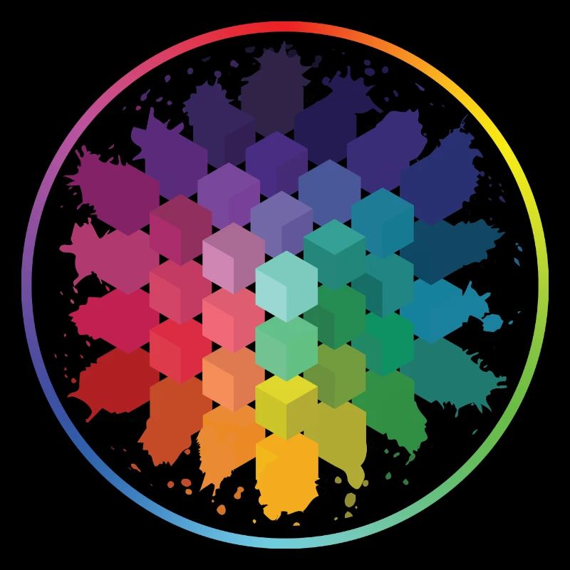 Isometric cubes in a colored circle