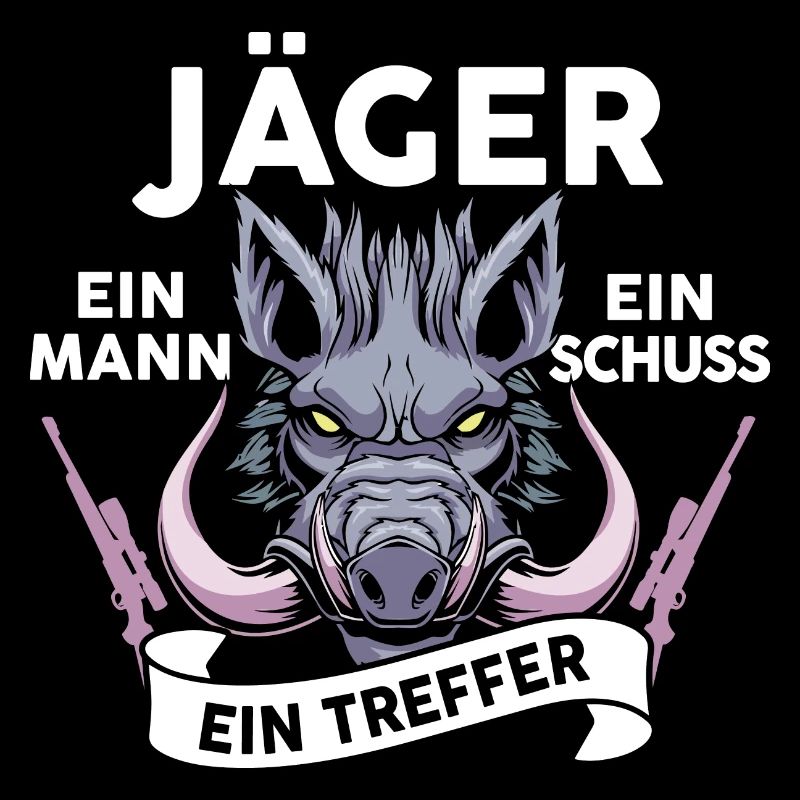 Jäger Ein Mann Ein Schuss Ein Treffer Wildschwein