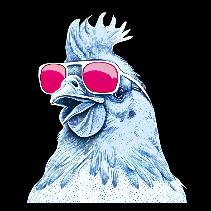 Huhn mit Rosa Sonnenbrille