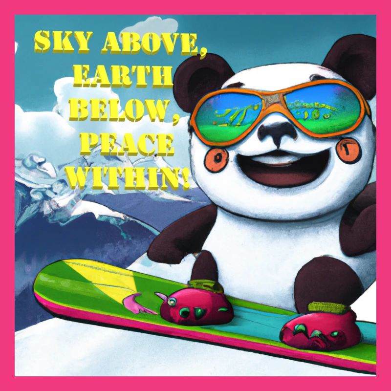 Panda on Snowboard Variant 1 Text