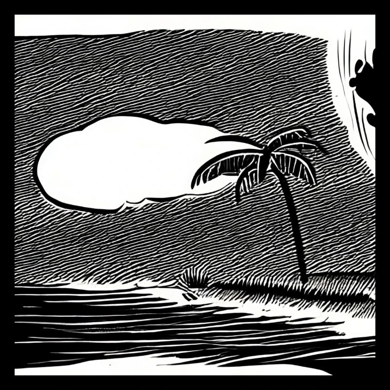 Einsamer Strand mit einer Wolke