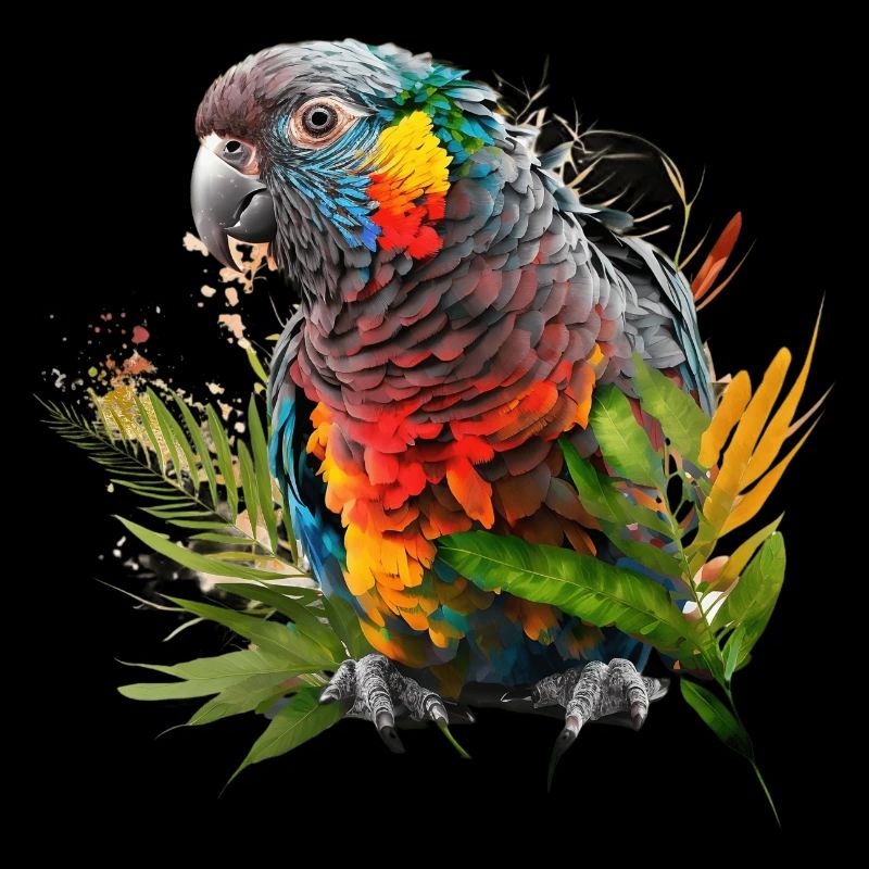 Colorful parrot in splash art design - for everyone