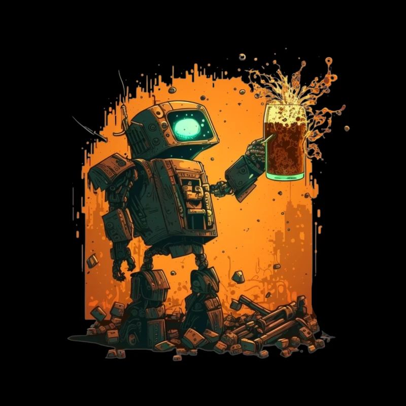 Roboter trinkt Craft Bier. Bier Shirt