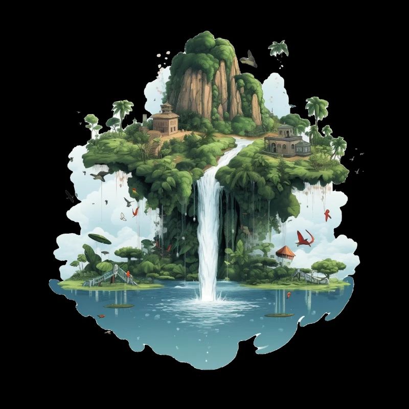 Landscape with waterfall