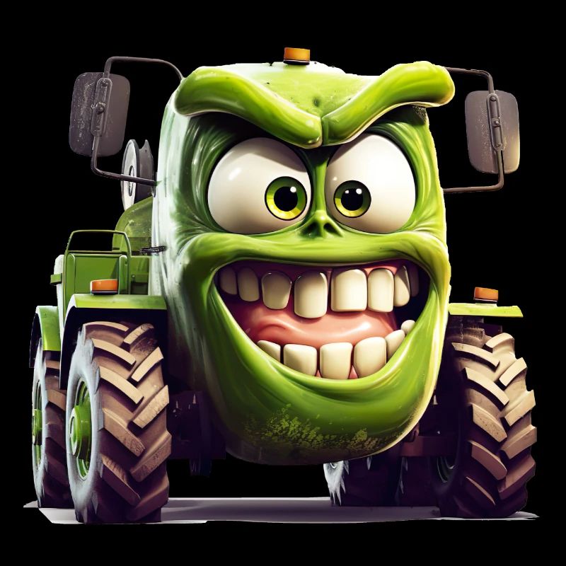 Tractor with a radiant smile on his face