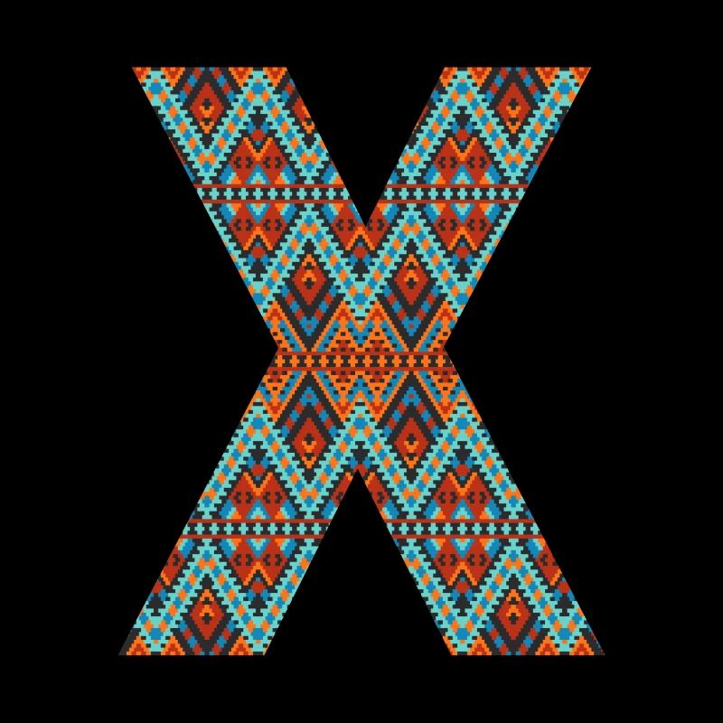 Buchstabe X- Boho-Design, buntes Monogramm