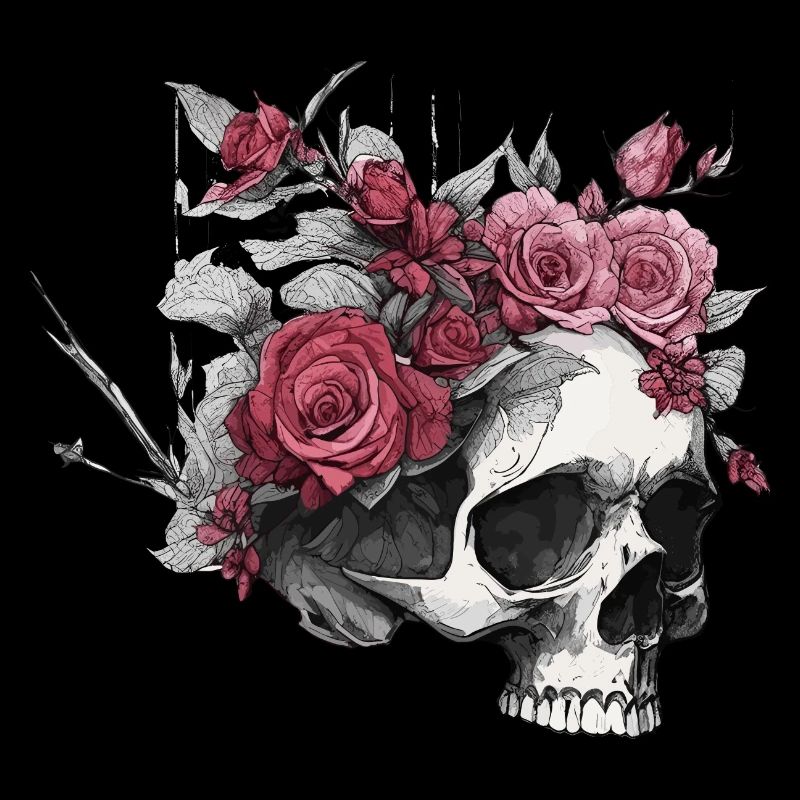 Skull with Roses