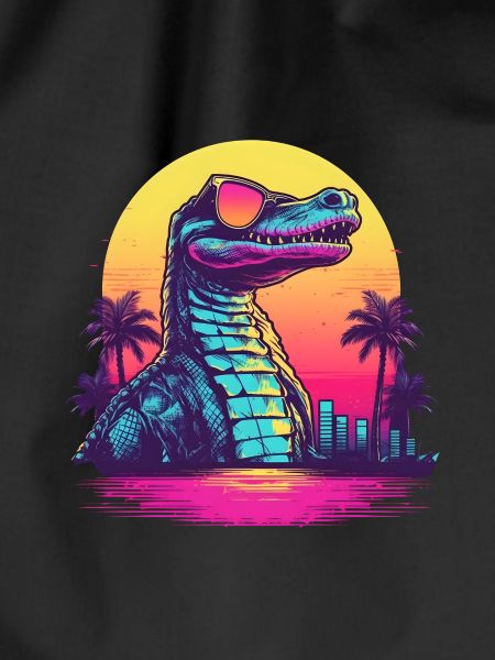 Synthwave crocodile sunset