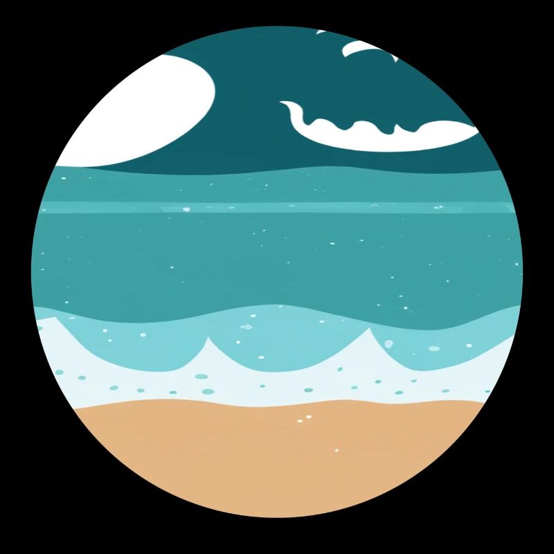 Beach with Waves Illustration