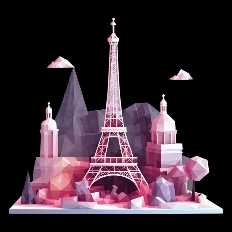Géométrique basse poly Paris Île, Tour Eiffel