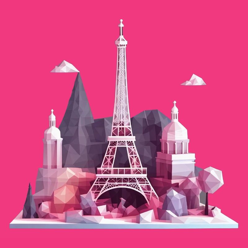Geometrisches Low-Poly Pariser Insel, Eiffelturm