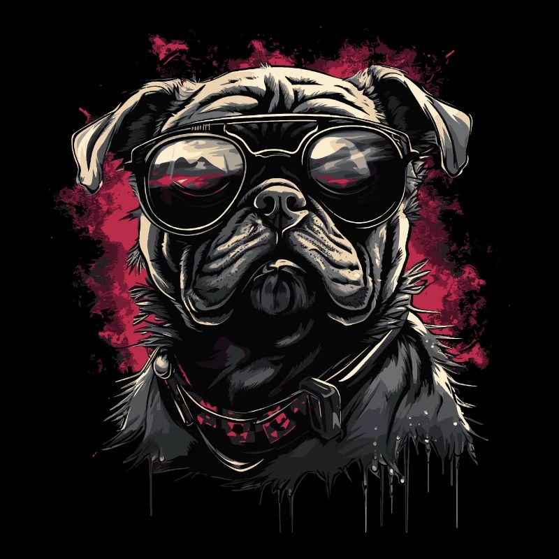 Mops Hund mit Sonnenbrille
