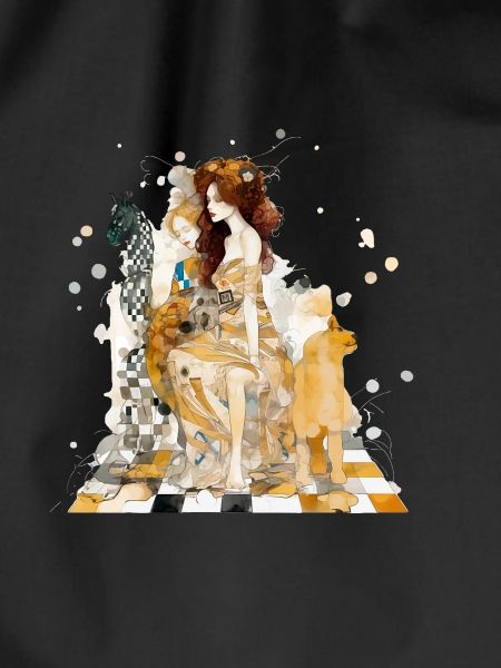 Woman and chess giraffe