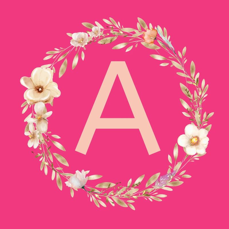 Personalisierbar Monogramm A Blumenkranz Boho