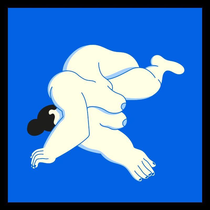 Frauenkörper auf blau