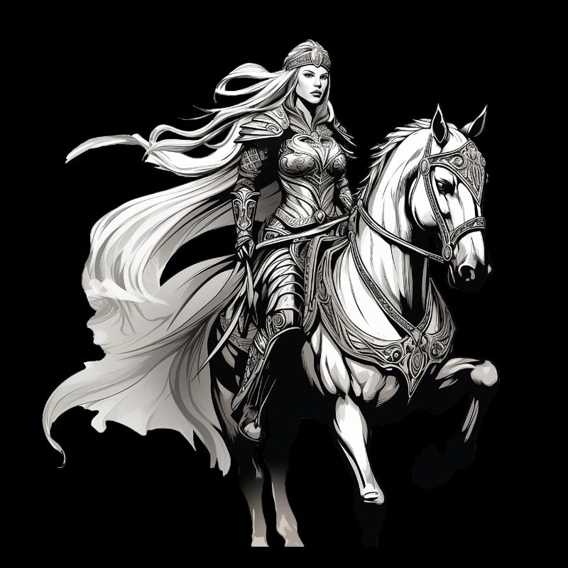 La fière Valkyrie Brunhilde monte à cheval