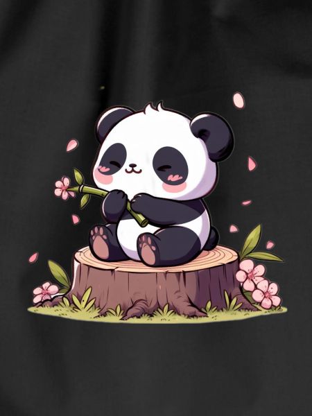 Panda on tree stump
