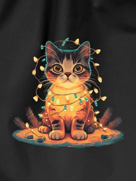 Katze mit Lichterkette