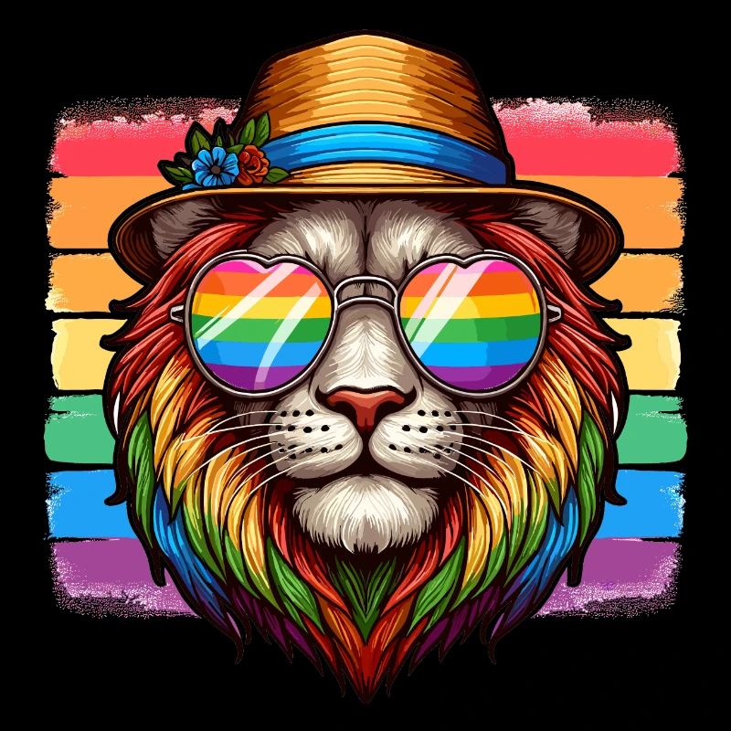 Löwe mit Regenbogenbrille