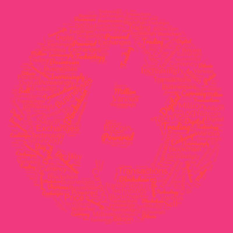 Bitcoin Graphic Tee with Words Pattern design