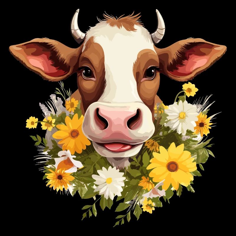 Vache avec des fleurs