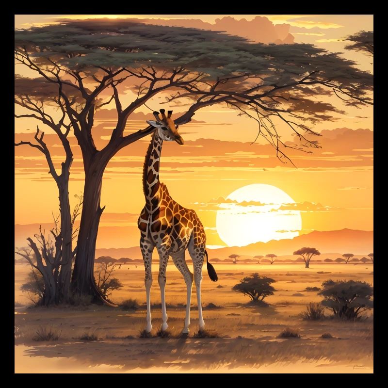 GIRAFFE AT SUNSET