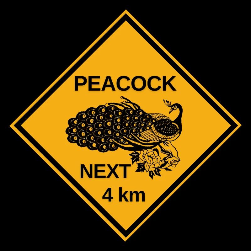 Panneau d’avertissement Peacock à 4 km - Panneau d’entrée du village