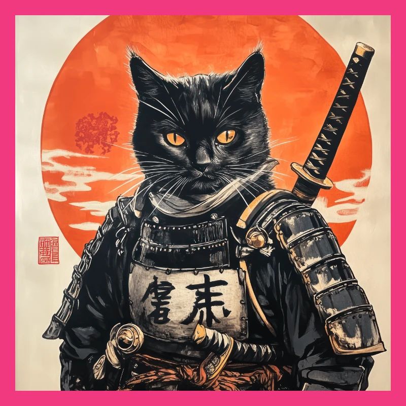 Katze Samurai Japan Ukiyo-E