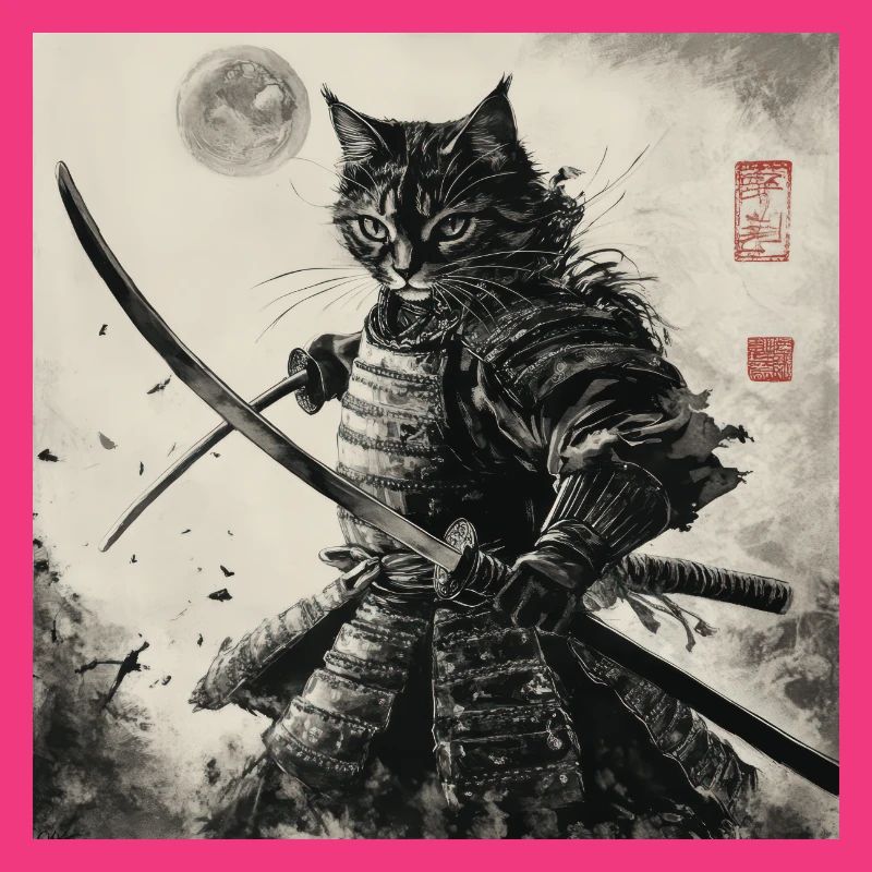 Katze Samurai Japan Ukiyo-E