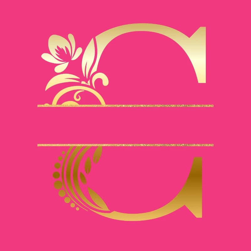 Personalisierter Buchstabe c Gold Blumen - Geschenkidee