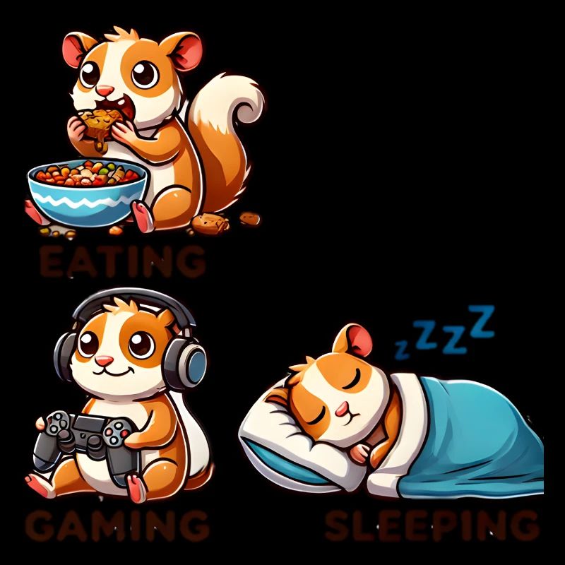 Gamer Hamster – Manger, jouer, dormir, répéter