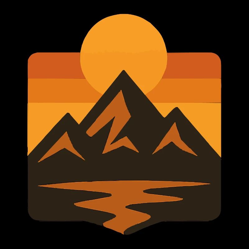 Minimalist mountain landscape in sunset