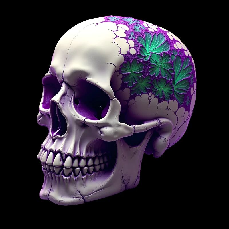 Digitale Schädel & Chlorophyll - Einzigartige Kunst