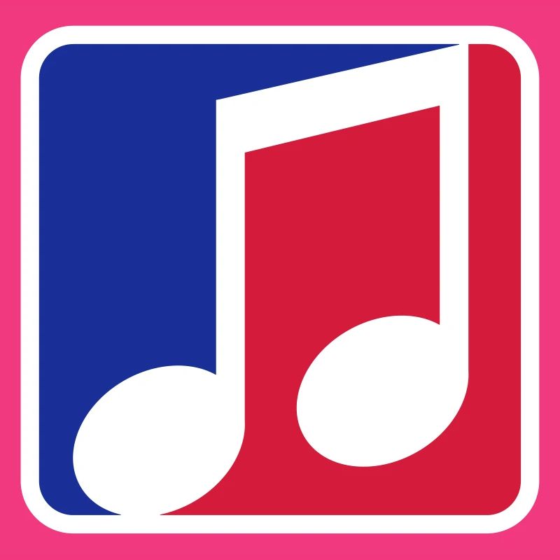 blue red button music note cool silhouette sign part