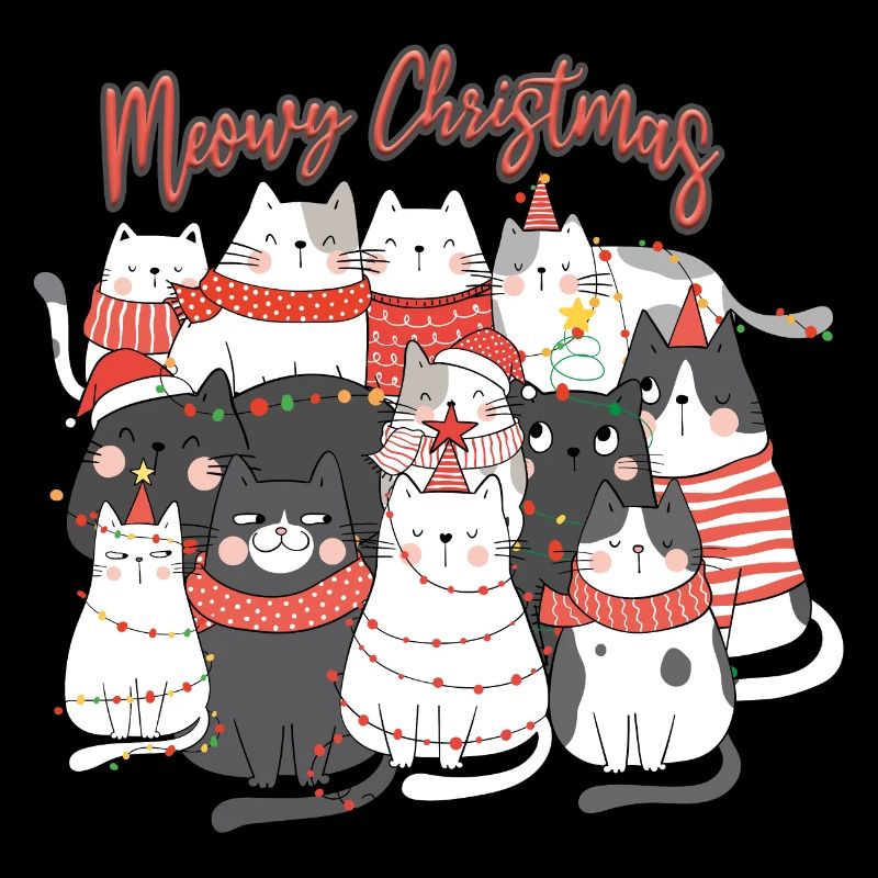 Meow Christmas cats collage
