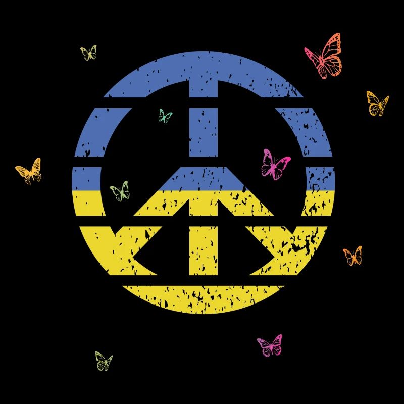 Make Peace not War - Logo de la paix avec le drapeau de l’Ukraine