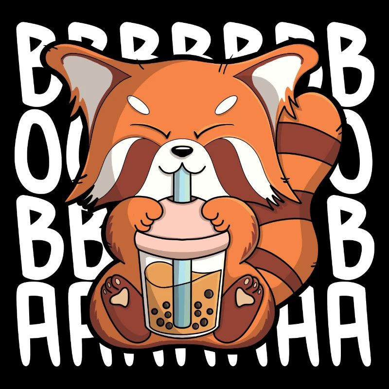 Drôle de boba panda roux kawaii bubble tea