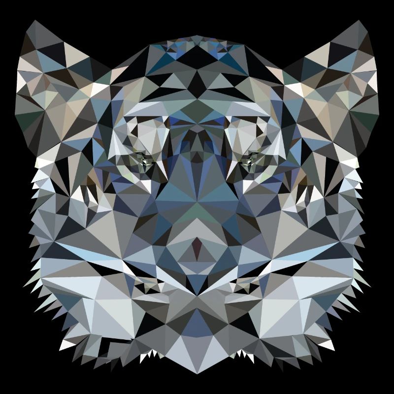 Tiger grau/blau polygon Design