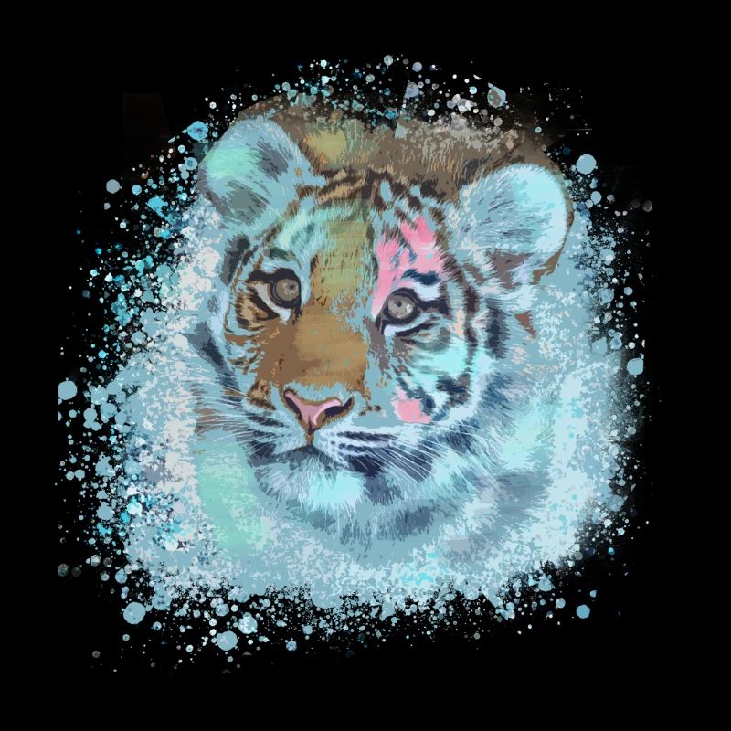 tigerbaby,tiger,blue,graffiti,painting