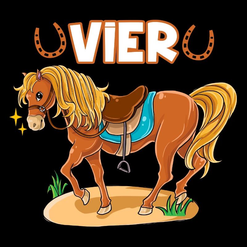 4. Geburtstag Pferde Mädchen Geburtstagsshirt 4 Ja